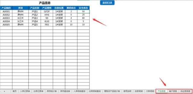 Excel进销存套表，含应收应付，自动紧急物资购入