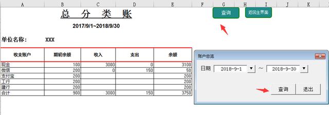 Excel财务收支管理系统，窗口汇总查询，一键操作超轻松