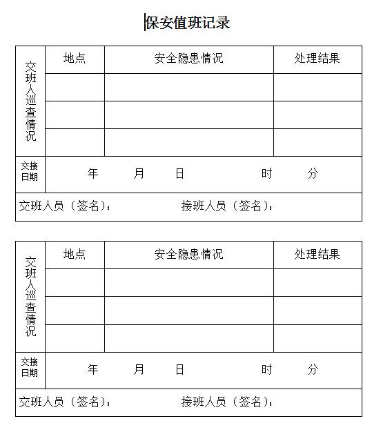 word值班表，完整框架值班记录，直接套用不操心