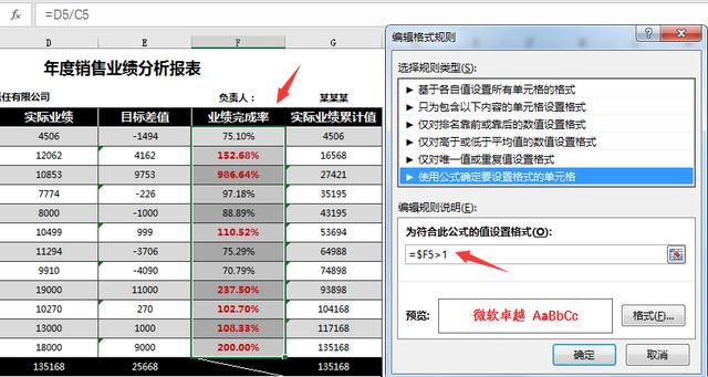 Excel年度业绩分析报表,自动变色显示,多图表分析高清直观