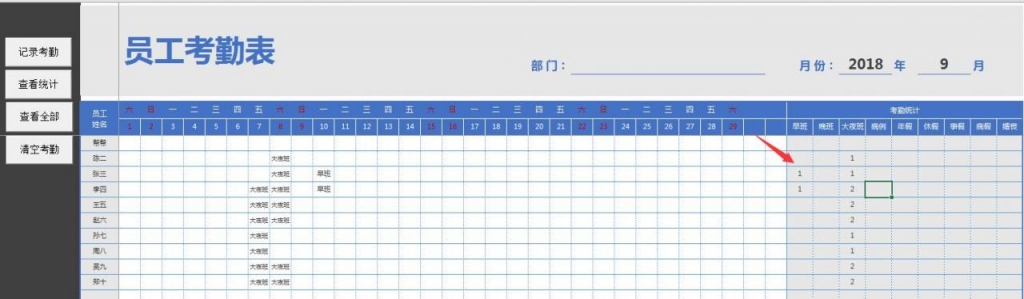 Excel员工考勤表，完美批量录入，自动日期统计，VBA设计超轻松