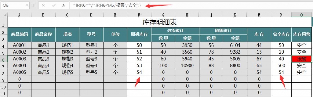 Excel完整函数进销存，自动库存预警，盘点报表，轻松套用不加班