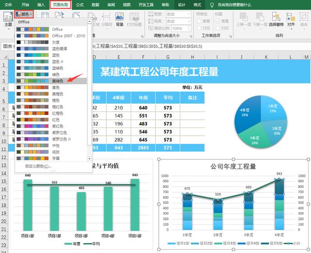 万能可调色Excel工作图表，多图多维显示，快手套用不操心