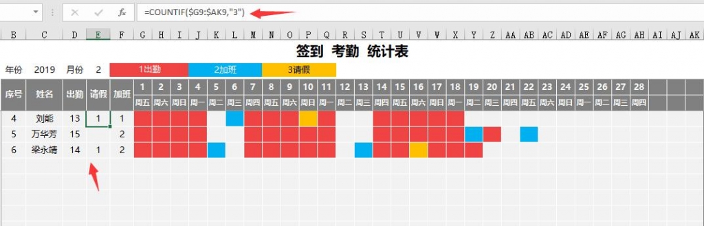 超实用Excel变色考勤表，变色显示，轻简录入，复杂工作躺着做