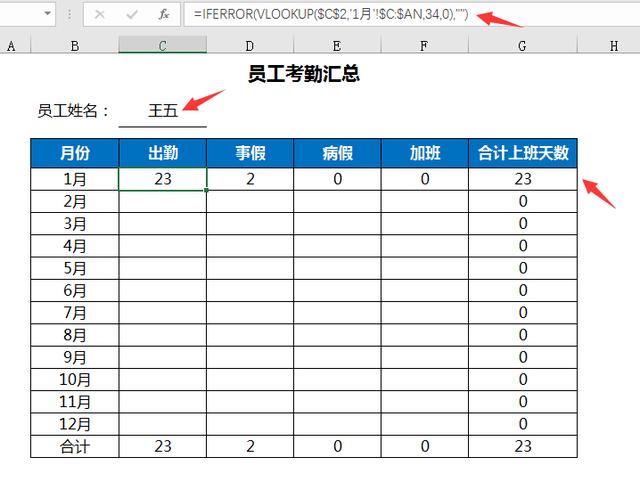 极简式员工考勤系统，月度考勤自动计算，年度部门汇总一键操作