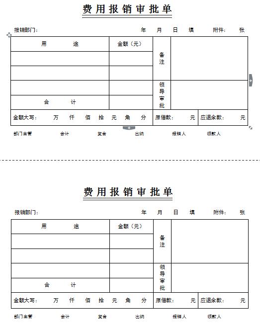 完整费用报销单表格设计,word专业排版,符合报销要素,直接套用