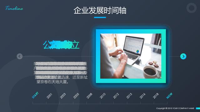 企业发展历程时间轴PPT，完整框架，精美动画，100页直接拿走