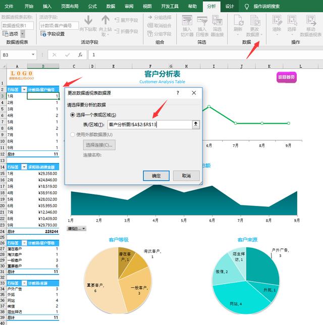 简约式Excel客户信息管理套表，一键查询，自带条件格式图表分析