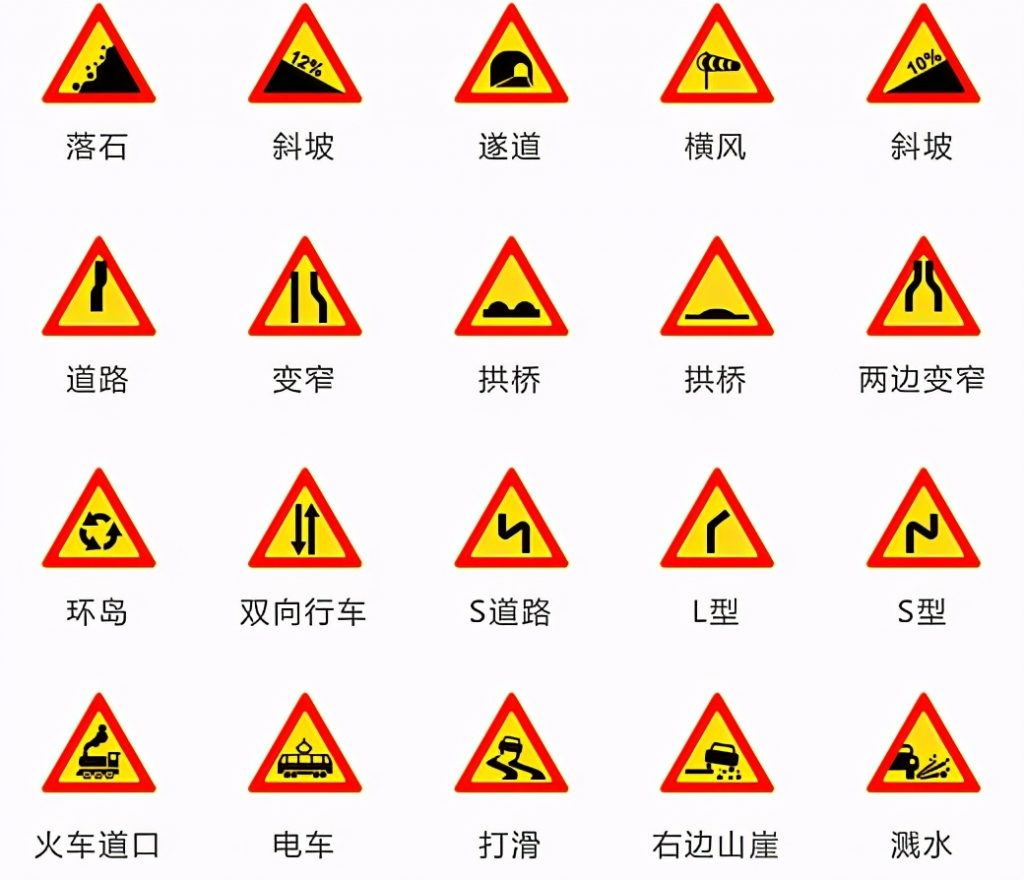 交通标识AI图标矢量图片，常用精致警告图片，设计套用不劳心