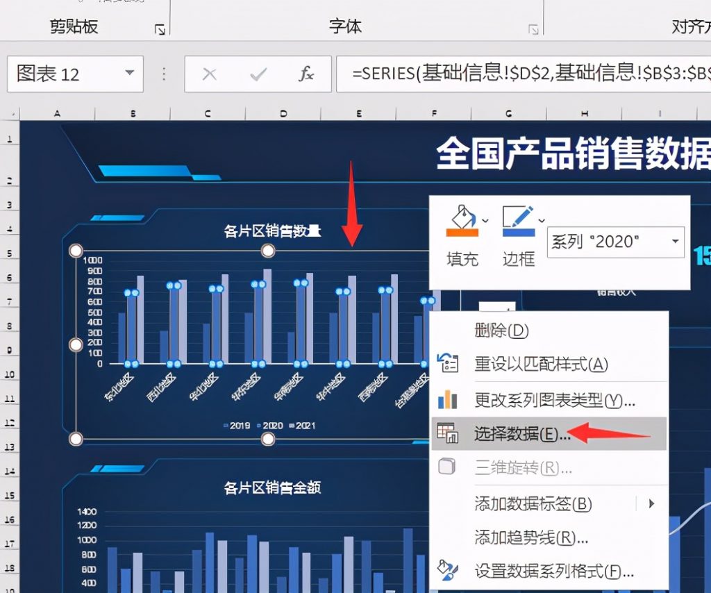 Excel商务销售数据可视化看板，动态多图表显示，修改套用超轻松