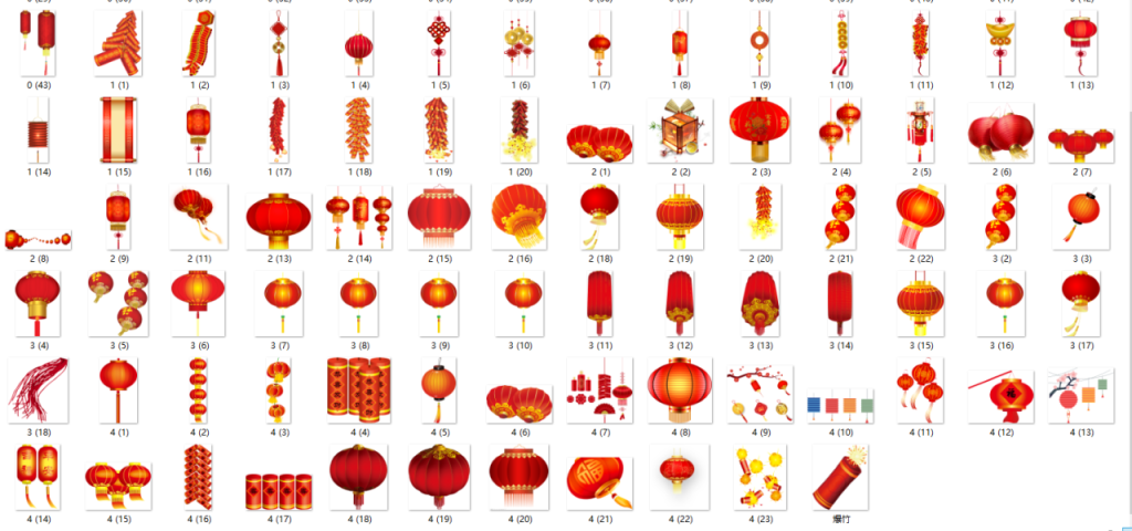 120款新年元素素材图片文件，PNG免抠图文件，编辑套用超轻松