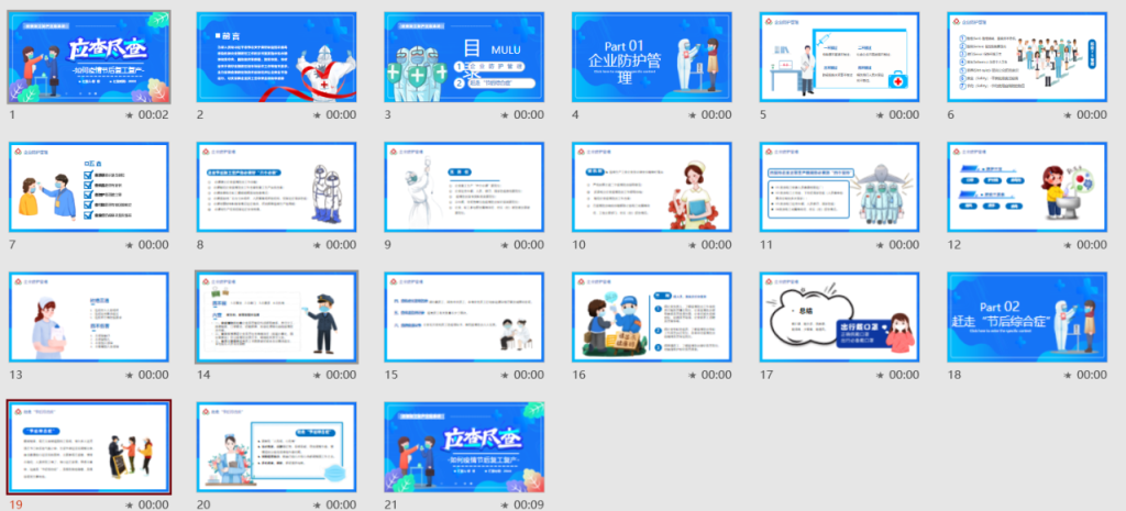 防控疫情复工复产PPT模板，全套文案排版设计，多行业直接F5