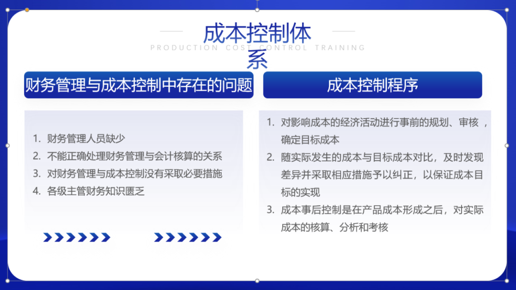 通用版生产成本控制培训PPT模板，完整素材课件，培训展示直接F5