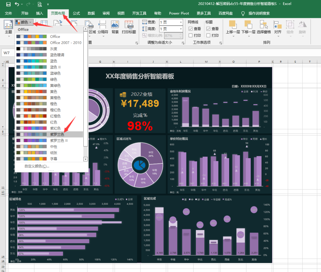 Excel销售分析智能看板，动态图表多维展示，数据分析直接套用