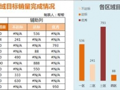 【图形图表】Excel各区域目标销量分析表，差异色柱显示，直接填写自动生成