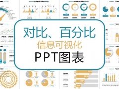 超实用信息可视化PPT图表集，对比百分比显示，简单套用不加班