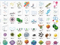 病毒分子免抠图文件，平面像素图片，无背景直接套用，简单实用