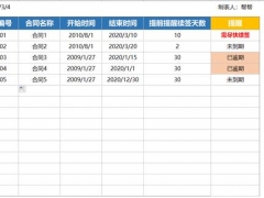 Excel合同续签提醒登记表，自动统计变色提醒，极简设计小白专用