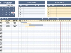 全自动Excel工作计划进度表，自带甘特图日历，动态图表拿来就用