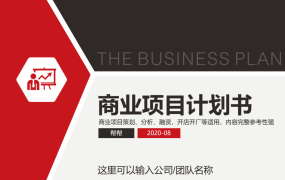 红黑创业计划书，项目策划融资计划PPT，完整内容精美套改