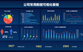 公司部门数据可视化看板，个性多图联动，数理分析展示拿来就用