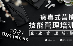 黑白病毒式营销技能培训，企业管理PPT，教育学习拿来就用